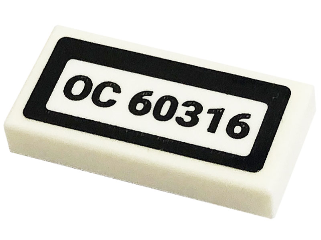 Tile 1 x 2 with 'OC 60316' Pattern (Sticker) - Set 60316