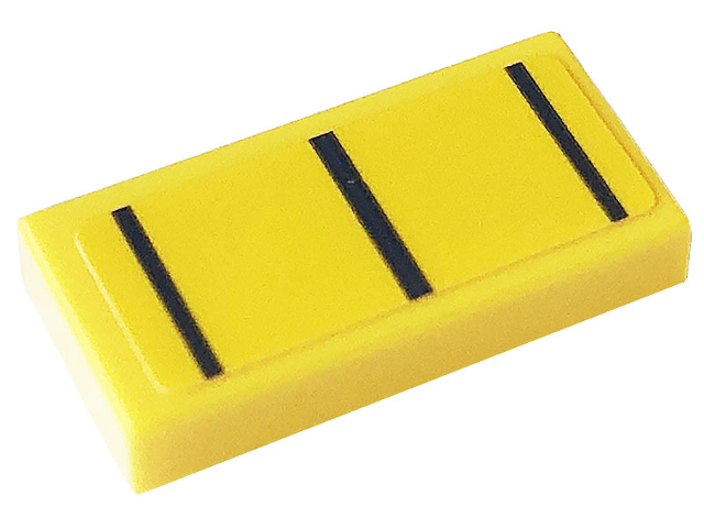 Tile 1 x 2 with 3 Black Stripes Pattern (Sticker) - Set 76903