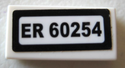Tile 1 x 2 with 'ER 60254' Pattern (Sticker) - Set 60254