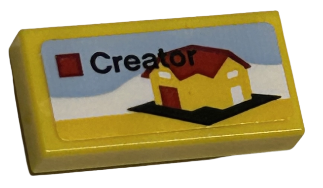 Tile 1 x 2 with LEGO Creator Set Box Art, Yellow House with Red Roof Pattern (Sticker) - Sets 40528 / 40574