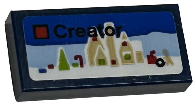 Tile 1 x 2 with LEGO Creator Set Box Art, Gingerbread House with Tree and Snow Pattern (Sticker) - Set 40528