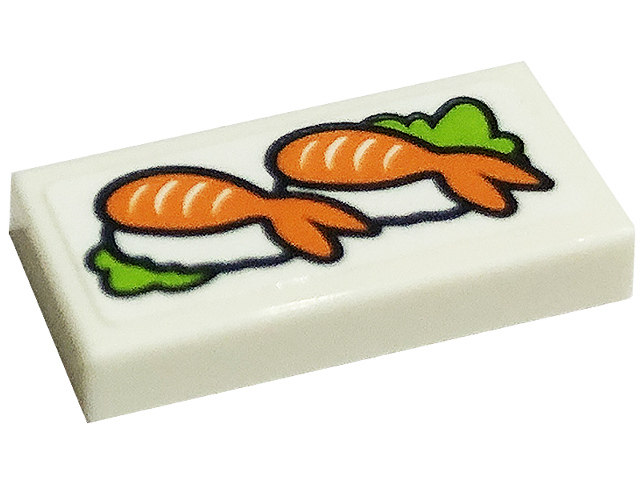 Tile 1 x 2 with Orange Sushi Pattern (Sticker) - Set 41701