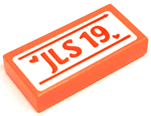 Tile 1 x 2 with 'JLS 19' and Hearts on White Background Pattern (Sticker) - Set 41421