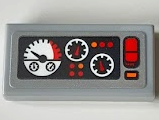 Tile 1 x 2 with Control Panel, Gauges, Buttons and Lights Pattern (Sticker) - Set 42121