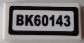 Tile 1 x 2 with 'BK60143' Pattern (Sticker) - Set 60143