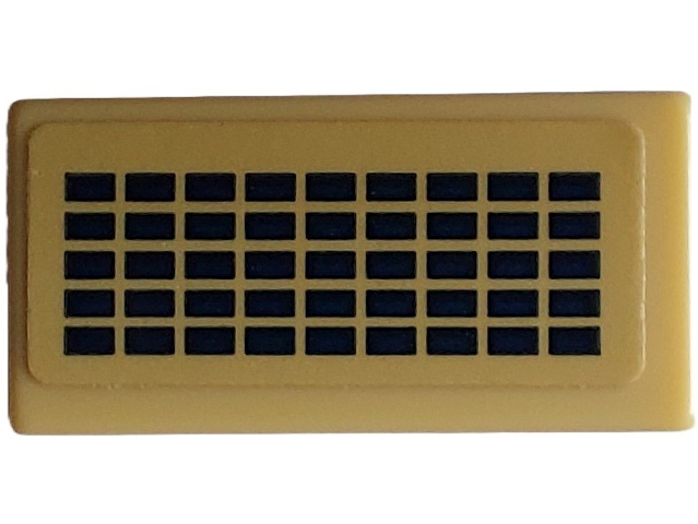 Tile 1 x 2 with Grid of 45 Dark Blue Rectangles on Tan Background Pattern (Sticker) - Set 40519