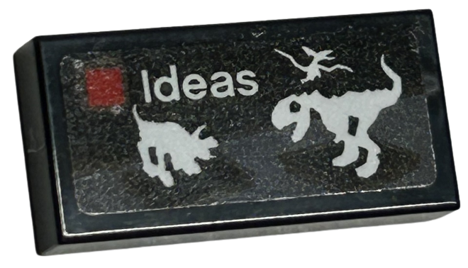 Tile 1 x 2 with LEGO Ideas Set Box Art, White Dinosaur Skeletons Pattern (Sticker) - Set 40574