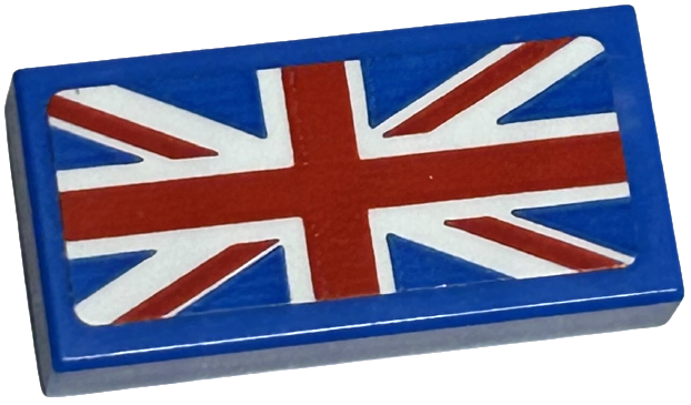 Tile 1 x 2 with United Kingdom Flag (Union Jack) Pattern (Sticker) - Set 40569