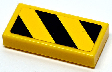 Tile 1 x 2 with Black and Yellow Danger Stripes Pattern (Sticker) - Set 70595