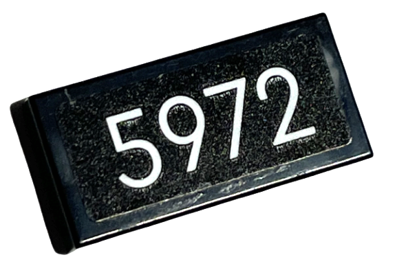 Tile 1 x 2 with White '5972' Pattern (Sticker) - Set 76405