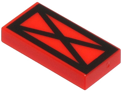 Tile 1 x 2 with Black Cross in Rectangle Pattern