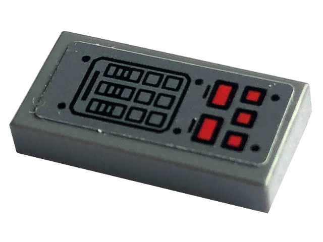 Tile 1 x 2 with Control Panel with Keypad and Red Buttons Pattern (Sticker) - Set 76240
