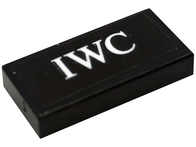 Tile 1 x 2 with White 'IWC' Pattern (Sticker) - Set 76909