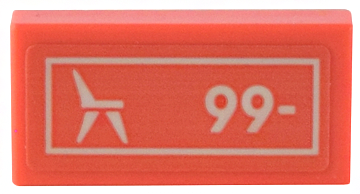 Tile 1 x 2 with Price Sign with White Border, Chair, and '99-' Pattern (Sticker) - Set 41732