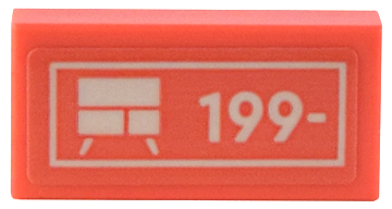 Tile 1 x 2 with Price Sign with White Border, Cabinet, and '199-' Pattern (Sticker) - Set 41732