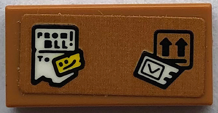 Tile 1 x 2 with 'FROM BLL!', 'To', Yellow Smiley Face and 2 Black Arrows in Square Pattern (Sticker) - Set 80108