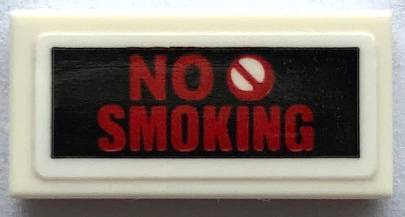 Tile 1 x 2 with Red 'NO SMOKING' Pattern (Sticker) - Set 21336