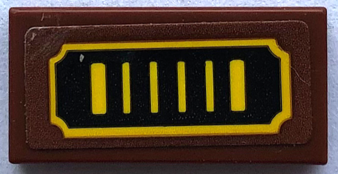 Tile 1 x 2 with 6 Yellow Lines and Border on Black Background Pattern (Sticker) - Set 21336