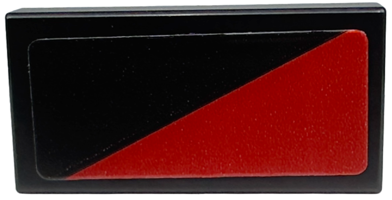 Tile 1 x 2 with Red Triangle Pattern Model Left Side (Sticker) - Set 76914