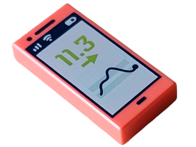 Tile 1 x 2 with Cell Phone / Smartphone Screen with Sports App with Lime '11.3' and Arrow Pattern