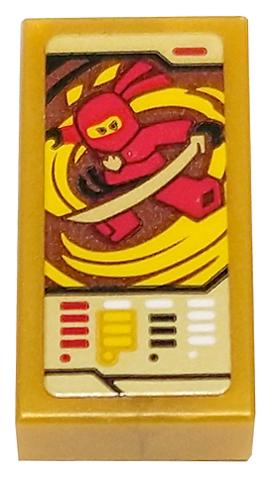 Tile 1 x 2 with Ninjago Trading Card Game Kai Pattern (Sticker) - Set 71799