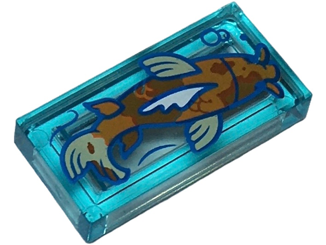 Tile 1 x 2 with Dark Orange Koi Fish with Reddish Brown Spots Pattern