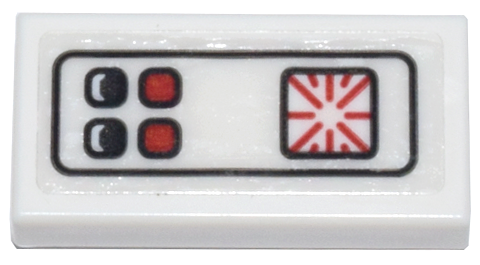 Tile 1 x 2 with Elevator Control Panel with Black and Red Buttons Pattern (Sticker) - Set 71799
