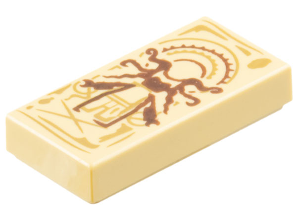 Tile 1 x 2 with Dark Brown and Dark Tan Darkhold Page with Scarlet Witch Minifigure Pattern