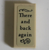 Tile 1 x 2 with Black Ornate Filigree and 'There and back again' Pattern (Sticker) - Set 10316