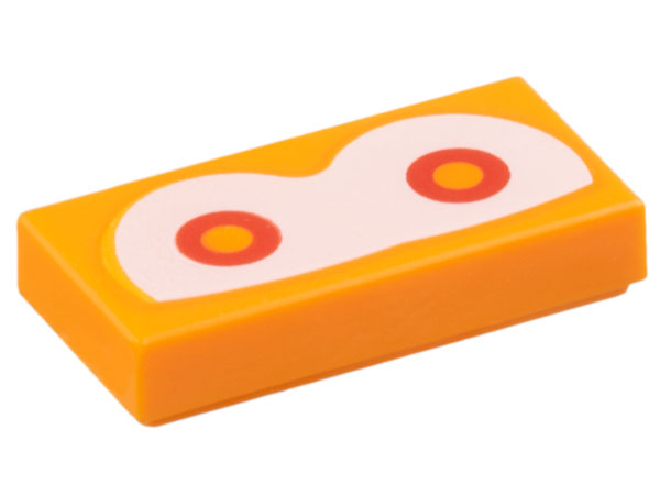 Tile 1 x 2 with Red Eyes with Orange Pupils on White Background Pattern (Super Mario Magmaargh)
