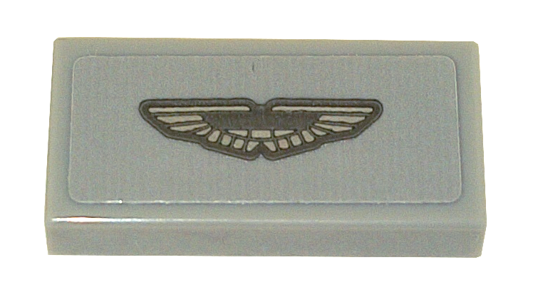 Tile 1 x 2 with Silver and Black Aston Martin Logo Pattern (Sticker) - Set 76911