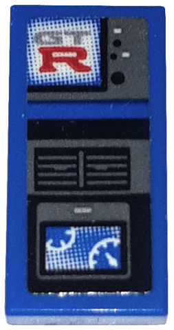 Tile 1 x 2 with 'GTR', Gauges, Buttons and Fan Vent Pattern (Sticker) - Set 76917