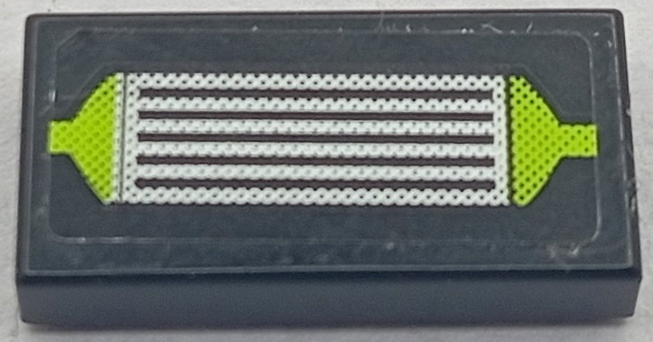 Tile 1 x 2 with Silver Intercooler / Radiator Grille with Lime Ends Pattern (Sticker) - Set 8154