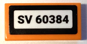 Tile 1 x 2 with 'SV 60384' Pattern (Sticker) - Set 60384