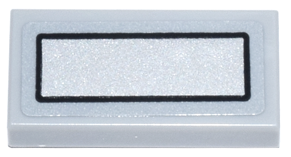 Tile 1 x 2 with Silver Rectangle with Black Border  Pattern (Sticker) - Set 21347