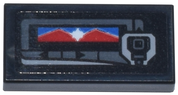 Tile 1 x 2 with Pager with Red, White, and Blue Captain Marvel Symbol Pattern (Sticker) - Set 76269