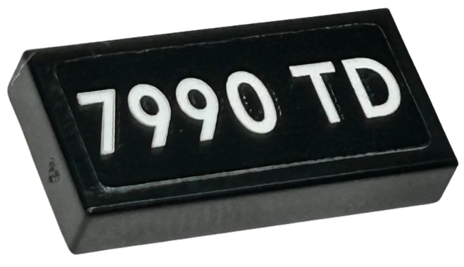 Tile 1 x 2 with White '7990 TD' Font Type 2 Pattern (Sticker) - Set 76424