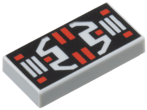 Tile 1 x 2 with Red and Light Bluish Gray Controls, Stripes and Rectangles on Black Panel Pattern