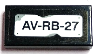 Tile 1 x 2 with License Plate 'AV-RB-27' Pattern (Sticker) - Set 70436
