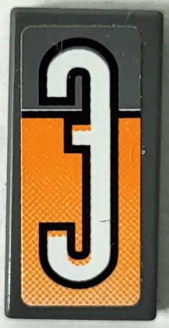 Tile 1 x 2 with White Number 3 with Black Outline on Orange Gradient Background Pattern (Sticker) - Set 8154