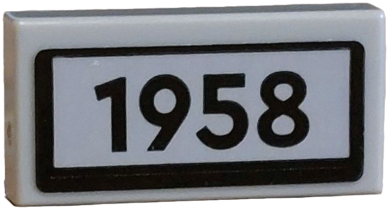 Tile 1 x 2 with Black '1958' Pattern (Sticker) - Set 910034
