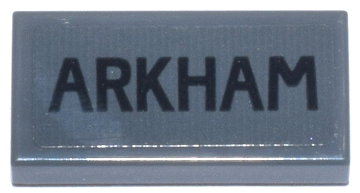 Tile 1 x 2 with Black 'ARKHAM' Pattern (Sticker) - Set 76271
