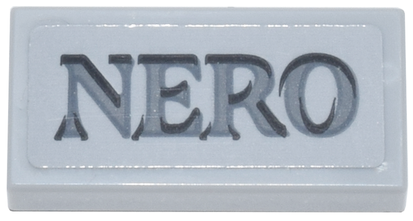 Tile 1 x 2 with Dark Bluish Gray and Black 'NERO' Pattern (Sticker) - Set 76780