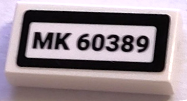 Tile 1 x 2 with 'MK 60389' Pattern (Sticker) - Set 60389