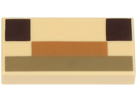 Tile 1 x 2 with Dark Brown Squares, Medium Nougat and Dark Tan Rectangles Pattern (Minecraft Baby Llama Nose and Mouth)