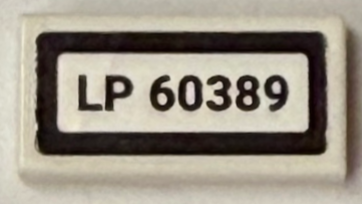 Tile 1 x 2 with 'LP 60389' Pattern (Sticker) - Set 60389