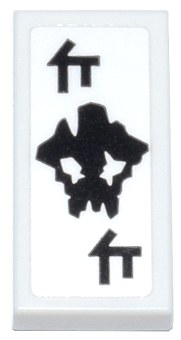 Tile 1 x 2 with Playing Card with Black Earth Power Emblem and Ninjago Logogram Letter C Pattern (Sticker) - Set 71837