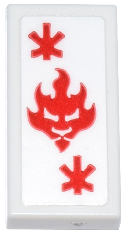 Tile 1 x 2 with Playing Card with Red Fire Power Emblem and Ninjago Logogram Letter K Pattern (Sticker) - Set 71837