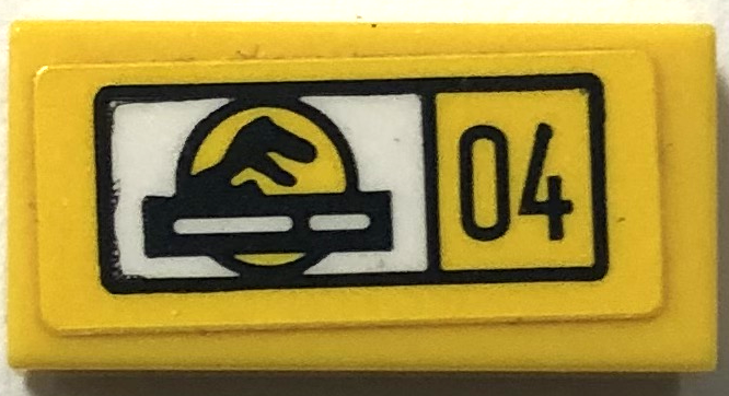 Tile 1 x 2 with Jurassic Park Logo and Black '04' Pattern (Sticker) - Set 76956