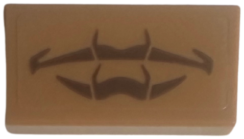 Tile 1 x 2 with Reddish Brown Nose and Mouth Outline Pattern (Sticker) - Set 75684